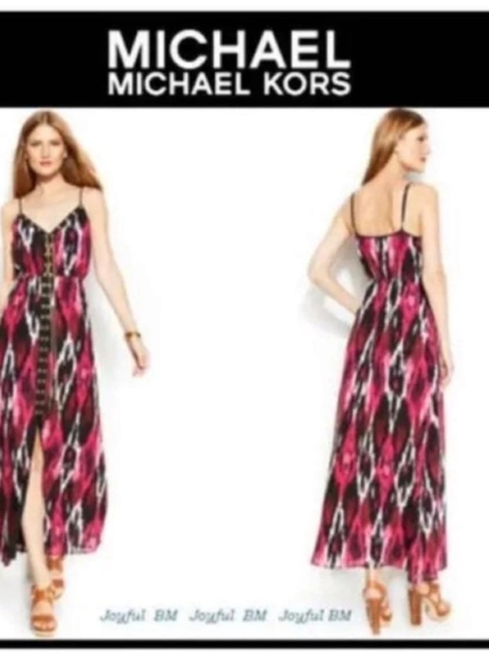 Michael Kors Abstract Maxi Dress in Pink & Black Size Small